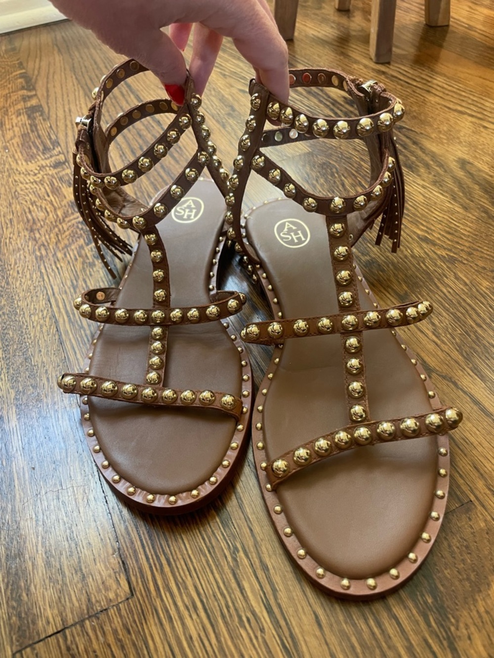 Ash | Leather Gold Studded Sandals | 9 
NWOT